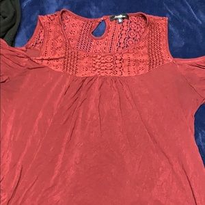 Maroon cold shoulder top